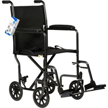 DYNAREX Dynarex DynaRide Transport Wheelchair, Swing Away Foot Rest & Fixed Full Arm, 17inW Seat 10242